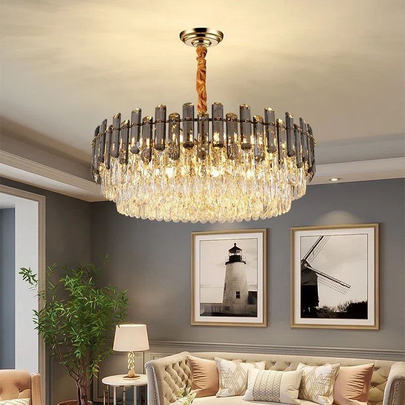 Lustre — En cristal k9 luxe avec lampe LED décoration intérieure élégante