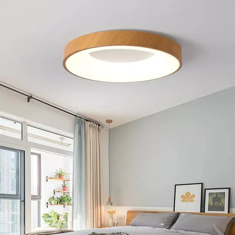 Plafonnier — LED rond Ultra-fin en Grain de bois