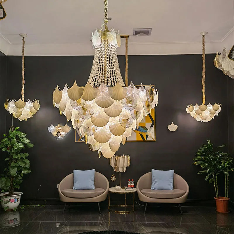 Lustre — Suspendu LED art déco ginkgo dimmable pour un éclairage élégant