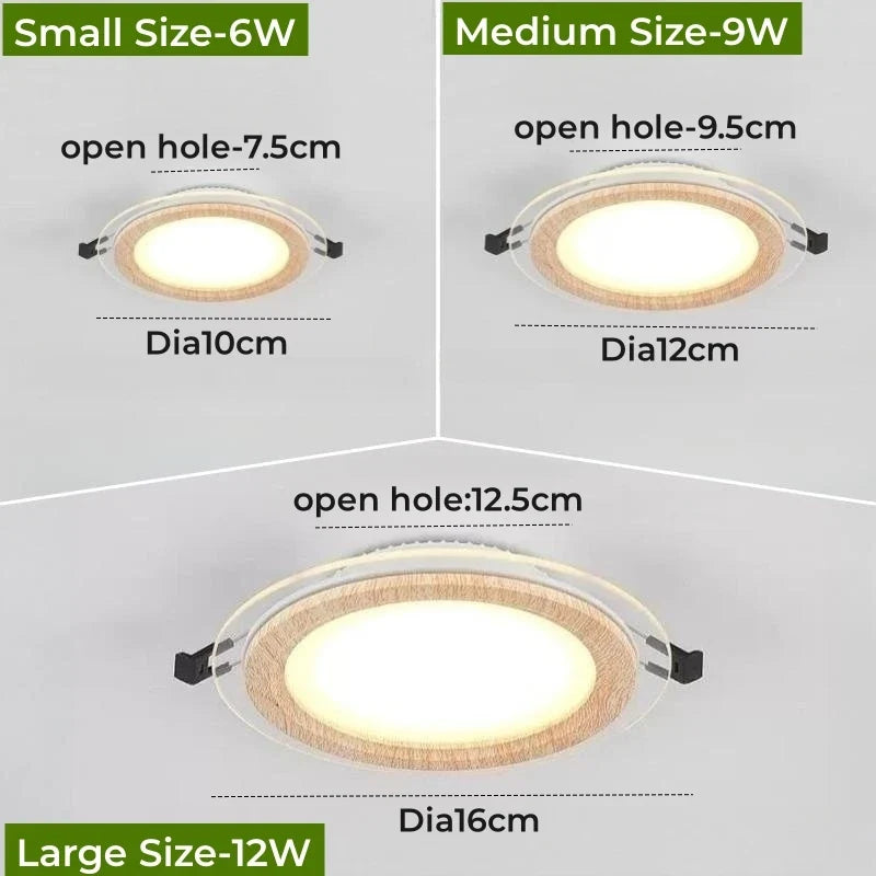 Plafonnier — LED encastré Ultra-mince en Grain de bois
