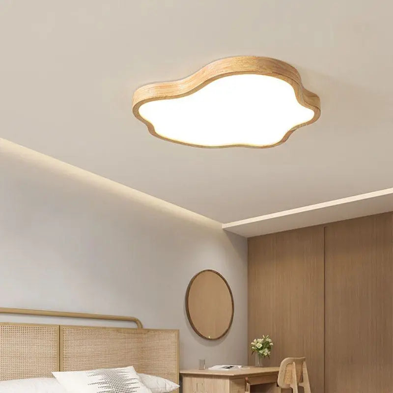 Plafonnier — LED nordique en bois forme nuage éclairage décoratif moderne