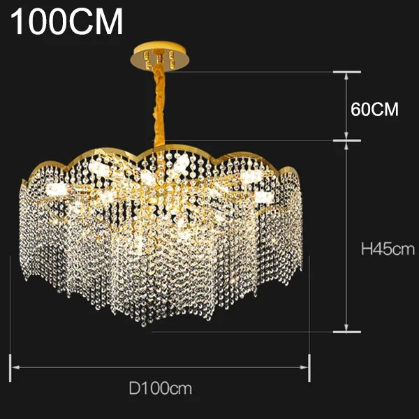 Suspension — Moderne en cristal doré haute suspension design élégant pour intérieur