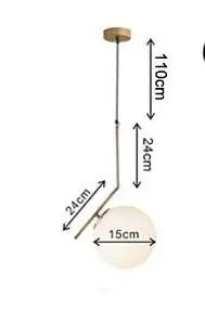 Suspension — Boule de verre nordique suspension lumières Vintage cerceau or moderne LED suspension lampe pour salon maison Loft décor industriel Luminaire