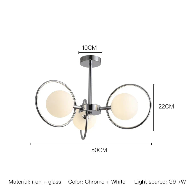 Lustre — Nordique en chrome avec lampes à globe décoratives