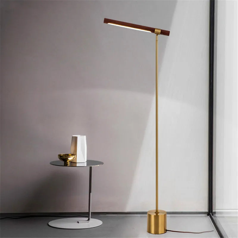 Lampadaire vintage design en bois et métal pour décoration intérieure – Aurélien
