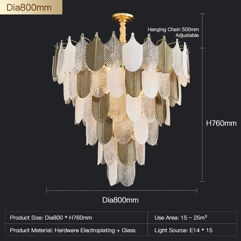 Lustre — Luxe postmoderne LED lustre éclairage E14 salon Villa hall grands lustres décoration de la maison en verre longue lampe suspendue