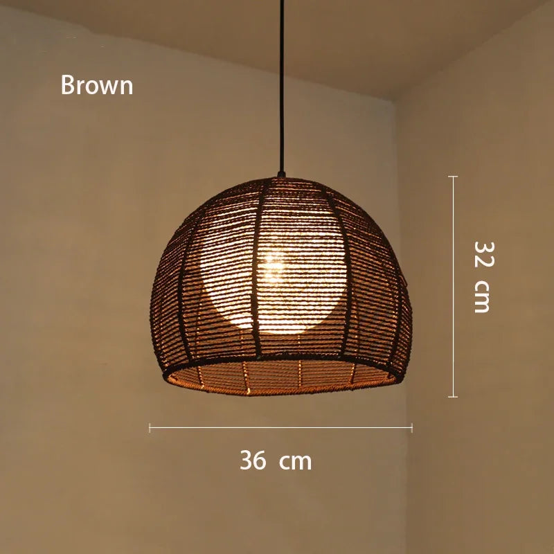 Lustre Naturel Émilie Sillage en Corde de Chanvre — Marron 36 cm