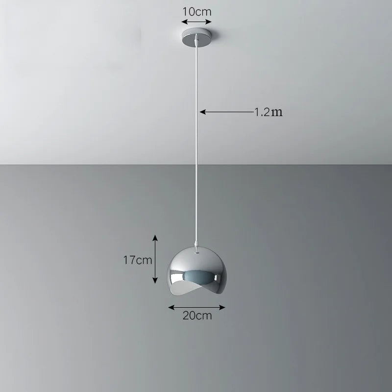 Suspension — Plaqué nordique argent Globe boule miroir lampes suspendues E27 fer lampe suspendue de luxe en laiton argenté Art cuisine hôtel suspension lampe