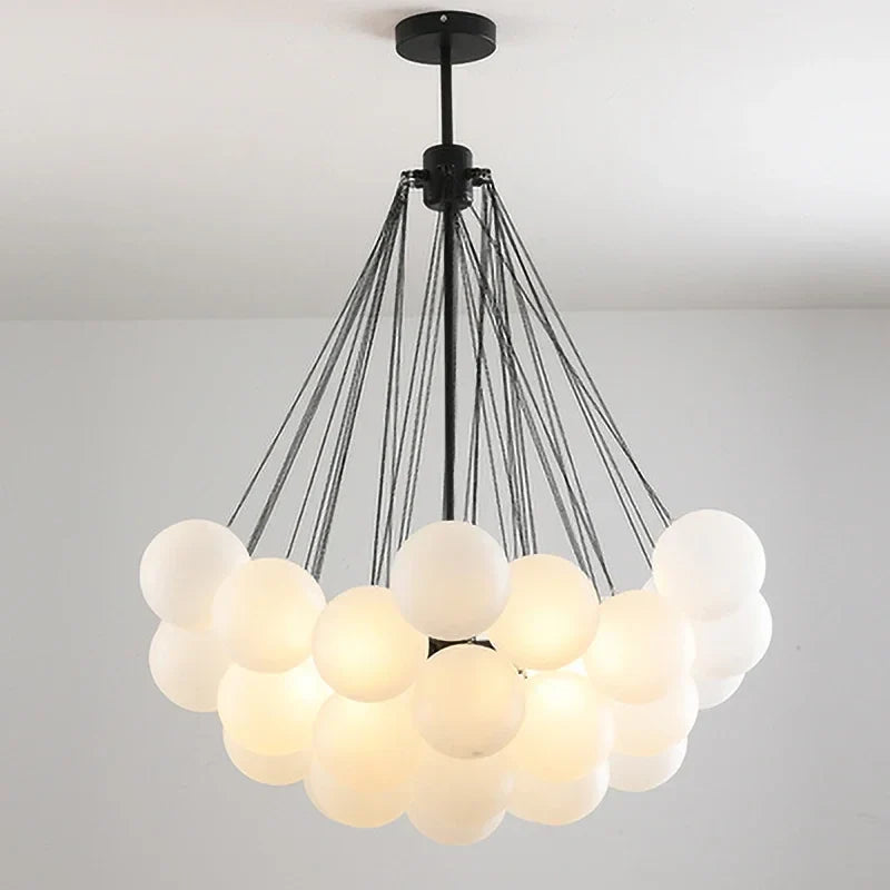 Suspension — Boules de verre blanches modernes suspension lumières pour salle à manger salon chambre cafés Hall décor à la maison lustres intérieur Lustre Luminaire
