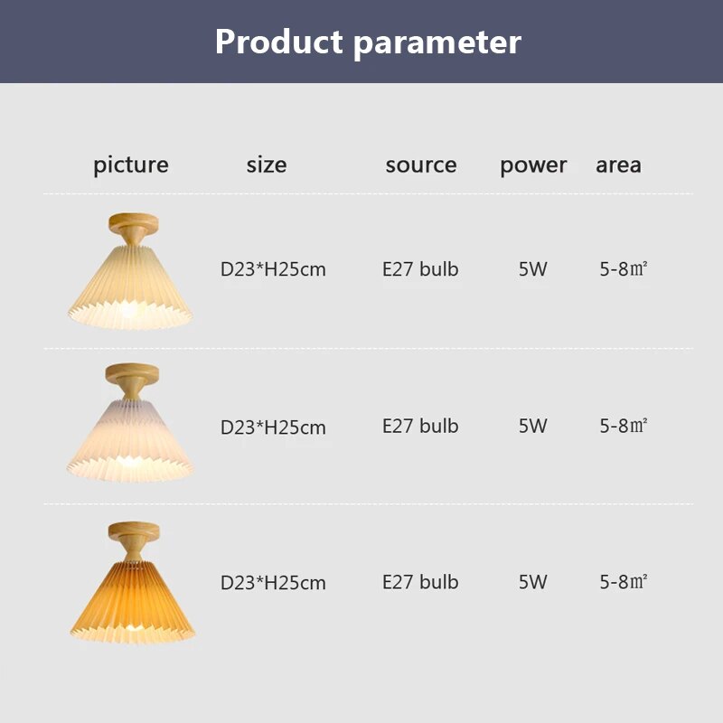 Plafonnier — Moderne LED bois tissu plissé