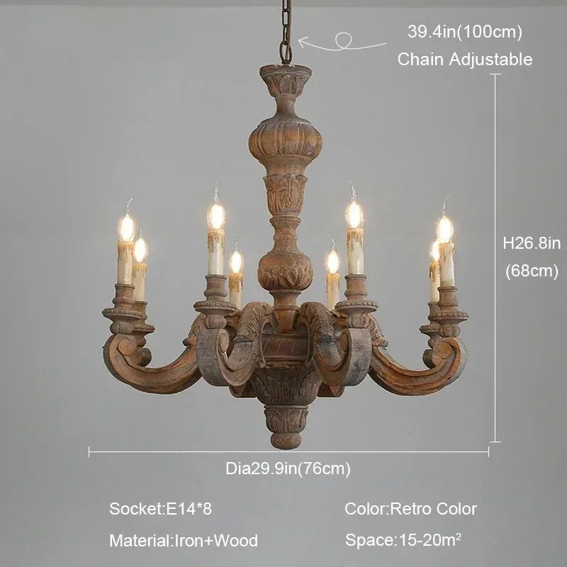 Lustre — Romain en bois sculpté rétro pour décoration élégante