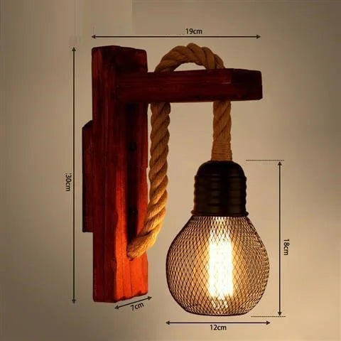 Applique murale Industrielle Bérénice Rivage en Corde de Chanvre et Bois — J