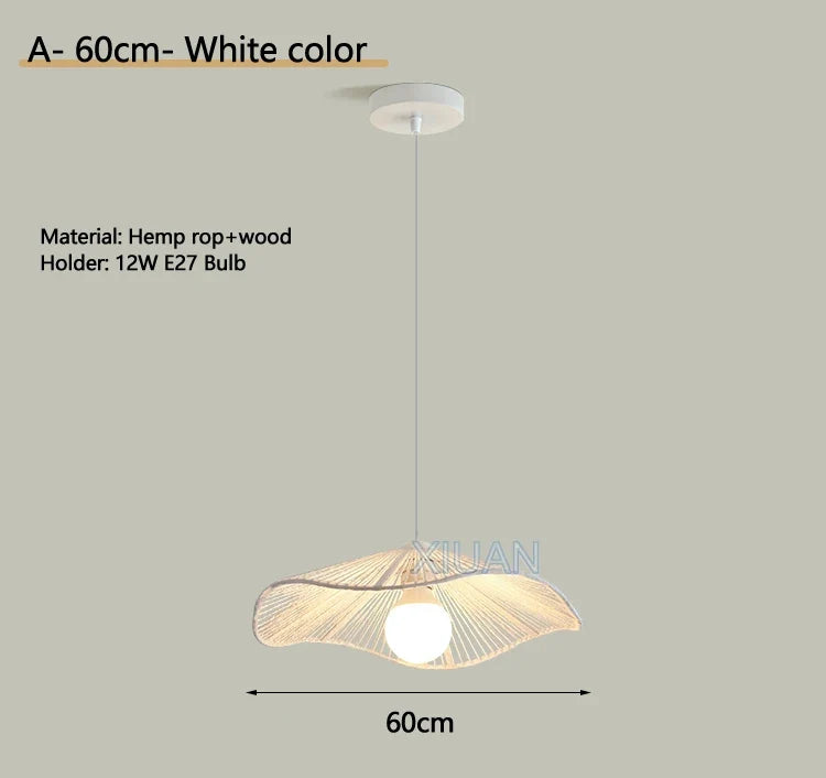 Lustre Wabi-sabi Joséphine Brume en Corde de Chanvre — A Blanc 60cm / 3 Température de couleur