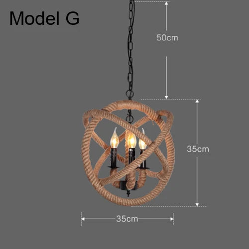 Suspension Industrielle Sacha Rivage en Corde — G / 85V-265V