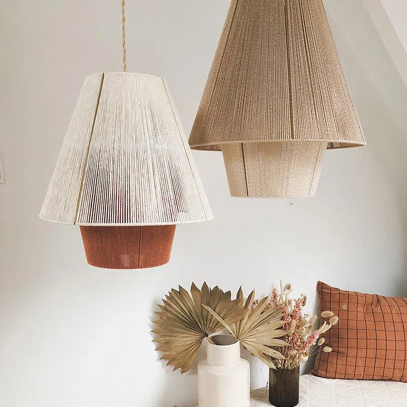 Lustre Naturel Gabriel Sillage en Corde de Chanvre et Rotin