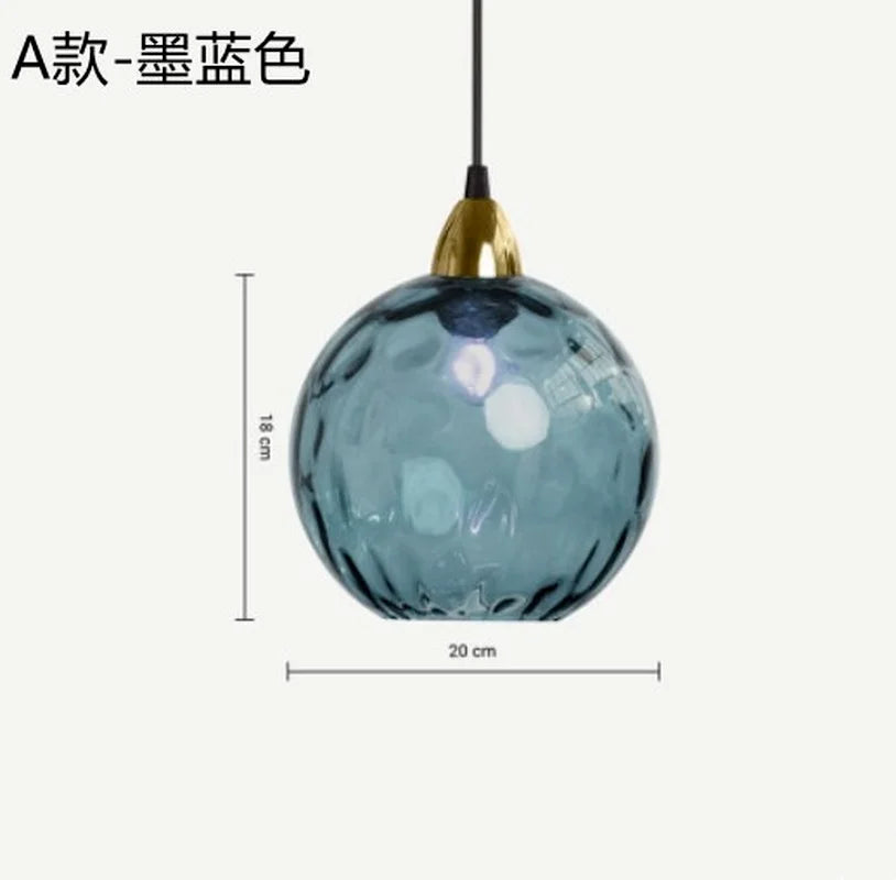 Lustre — Boule de verre coloré nordique lampes suspendues moderne Grain d'eau Restaurant cuisine luminaire suspendu chambre lampe de chevet