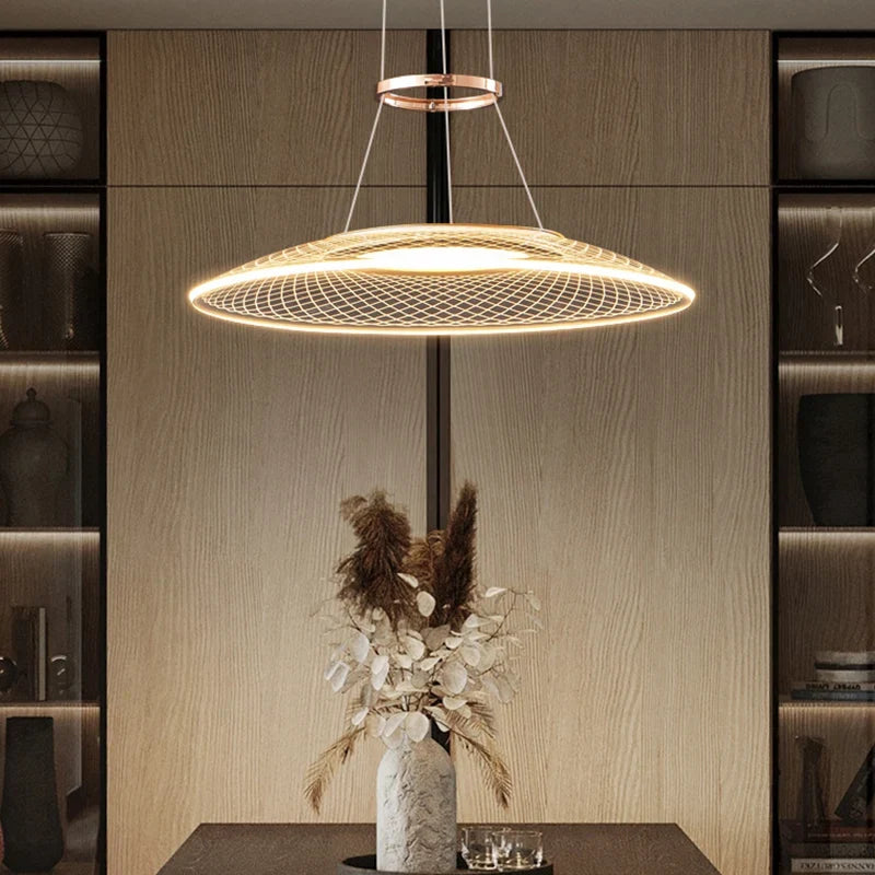 Lustre — Anneaux design pour salon double pour cuisine île hôtel Restaurant LED