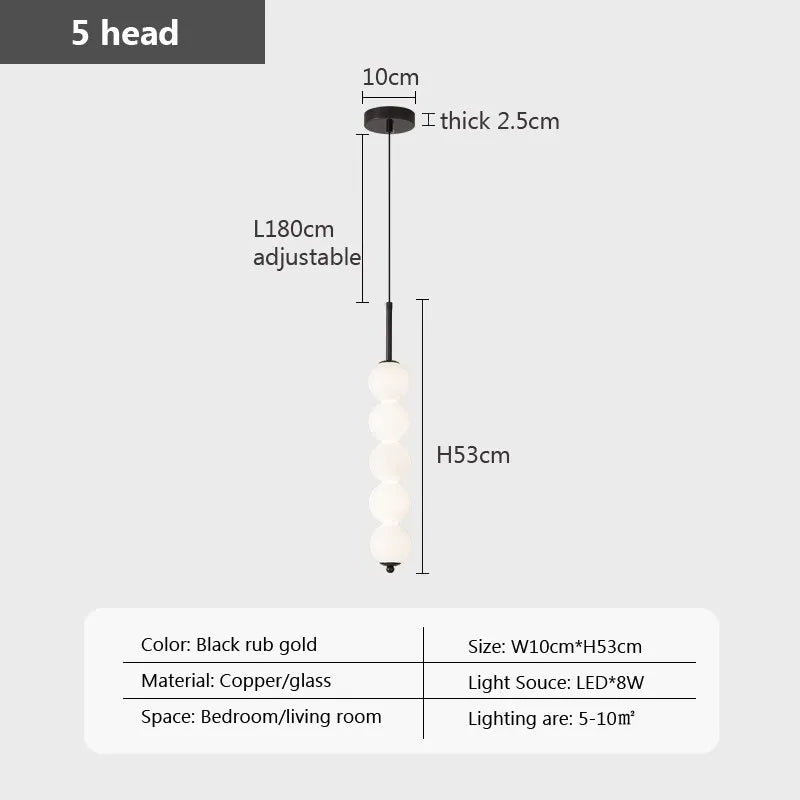 Suspension — En verre nordique LED cuivre vent gourde 3-8 tête chevet suspendu décor lampe pour étude chambre salon éclairage