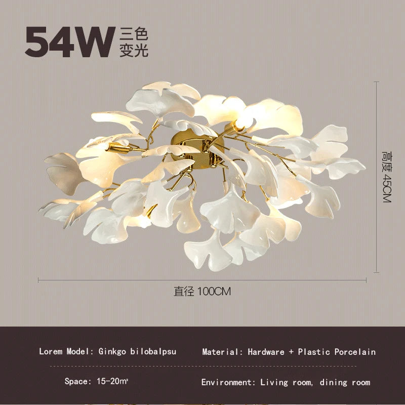 Lustre — Ginkgo feuille cage d'escalier long lustre lumière atmosphérique villa de luxe duplex bâtiment loft hall d'hôtel lampes d'art créatives