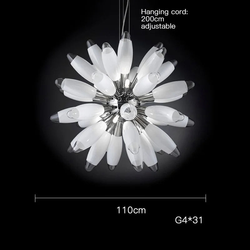 Lustre — En verre à grand globe avec quincaillerie élégante