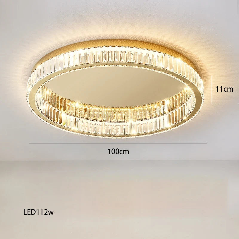 Lustre — Rond en cristal dimmable LED de luxe