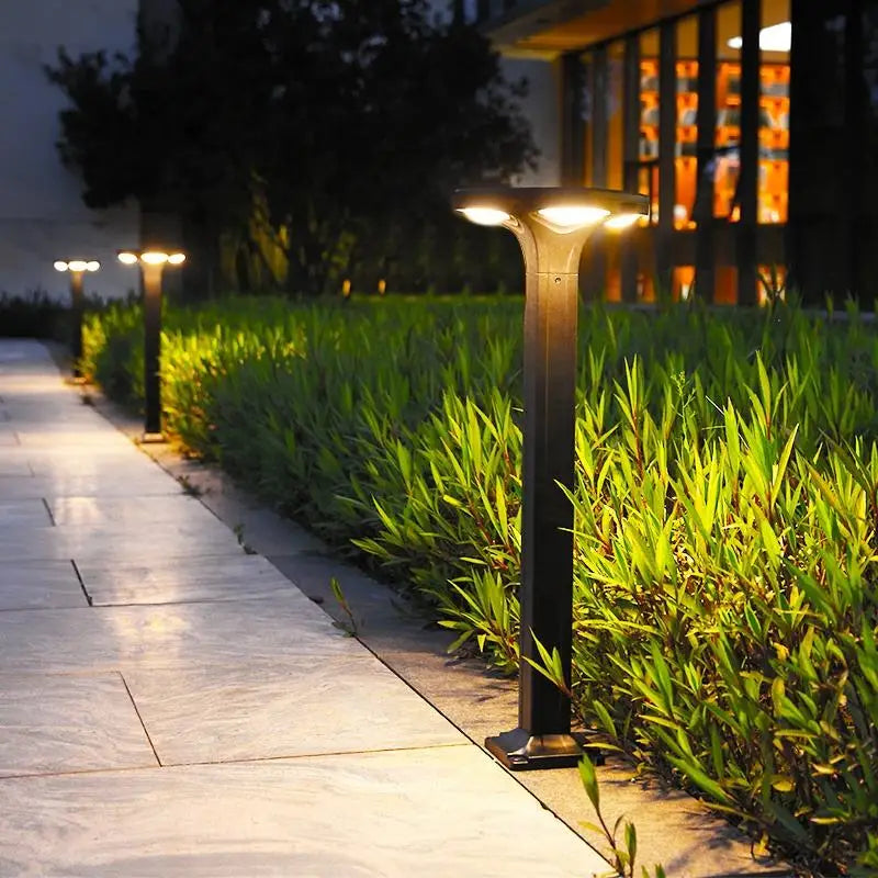 Borne de jardin LED étanche en aluminium, version solaire à silicium monocristallin ou filaire – Aurévia