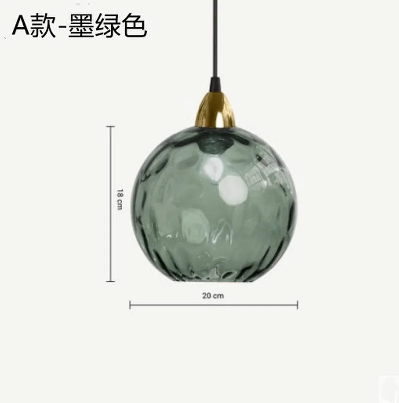 Lustre — Boule de verre coloré nordique lampes suspendues moderne Grain d'eau Restaurant cuisine luminaire suspendu chambre lampe de chevet
