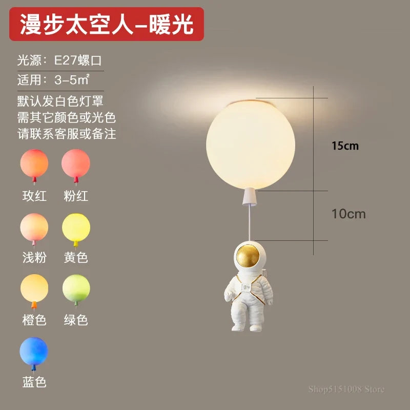 Plafonnier — LED nordique créatif astronaute ballon pour enfants