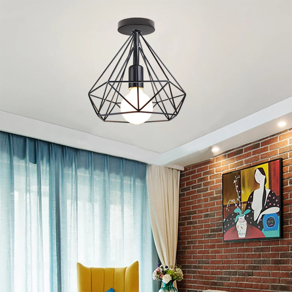 Plafonnier — Industriel rétro LED cage métal vintage luminaire