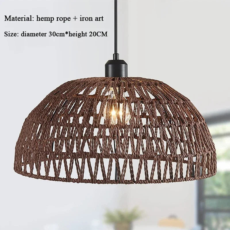 Lustre Japonais Zélie Brume en Corde de Chanvre — B