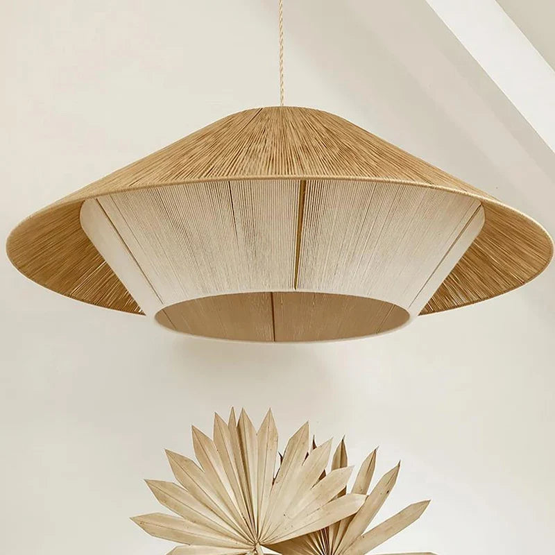 Lustre Naturel Gabriel Sillage en Corde de Chanvre et Rotin