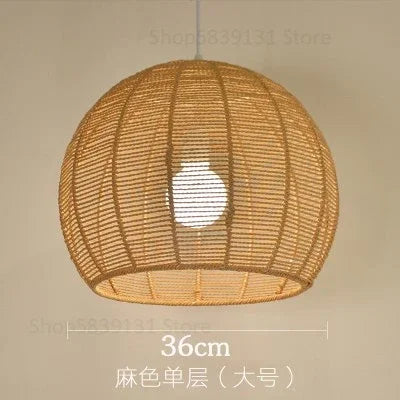 Suspension Naturelle Maëlle Brume en Corde de Chanvre et Métal — Couleur lin grand 1