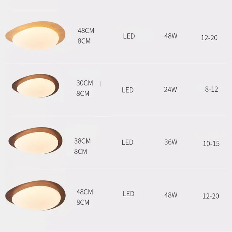 Plafonnier — LED en bois nordique acrylique avec galets noyer