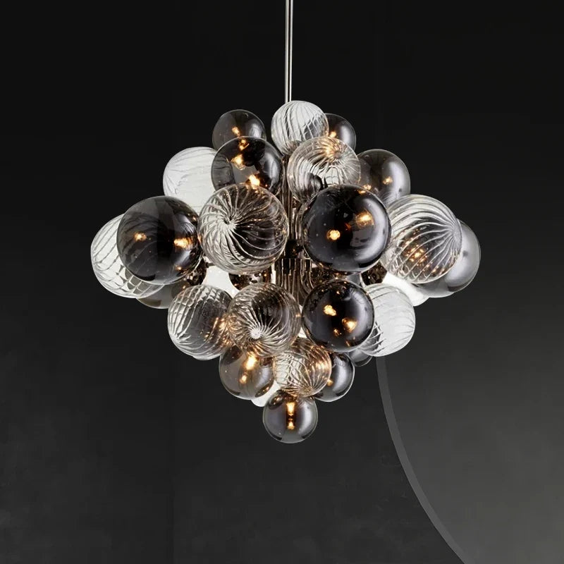 Lustre — Nordique créatif en fer et bulles de verre