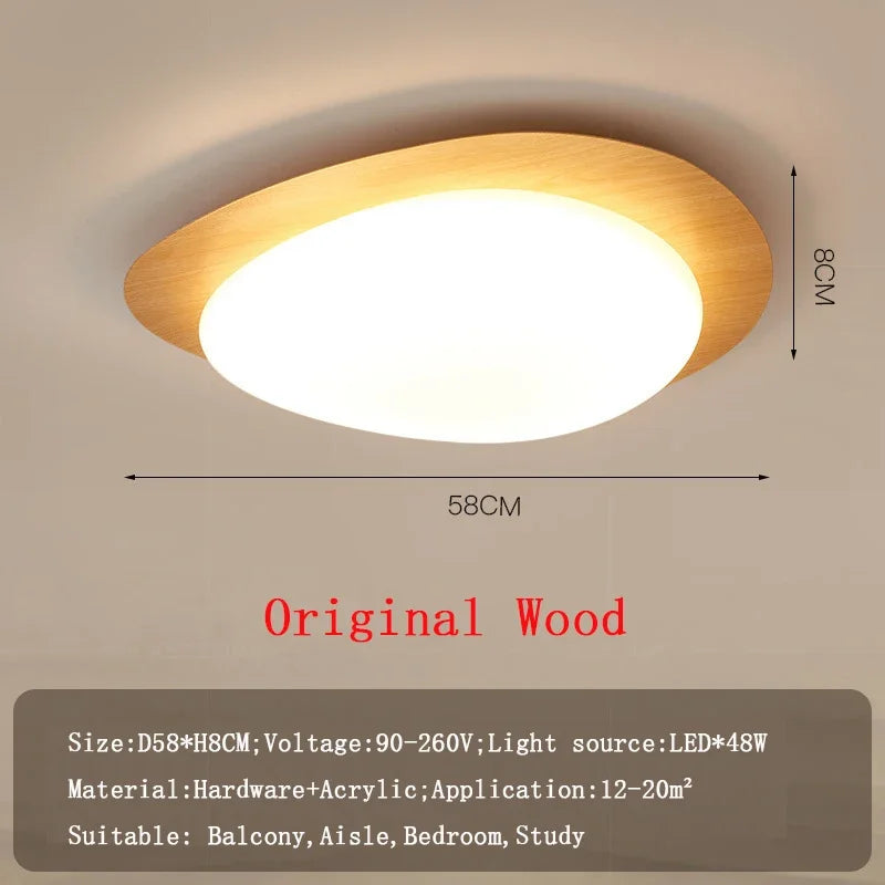 Plafonnier — LED en bois nordique acrylique avec galets noyer