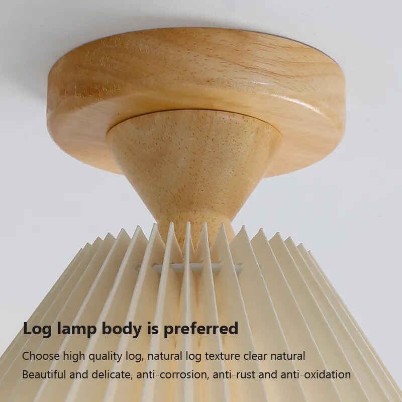 Plafonnier — Moderne LED bois tissu plissé