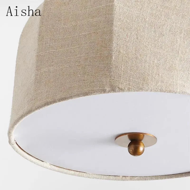 Plafonnier — En tissu lin américain pour une décoration artistique élégante
