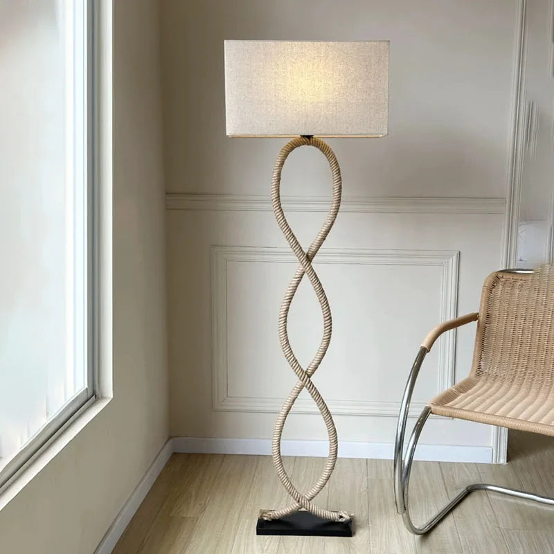 Lampadaire Wabi-sabi Zélie Rivage en Corde de Chanvre