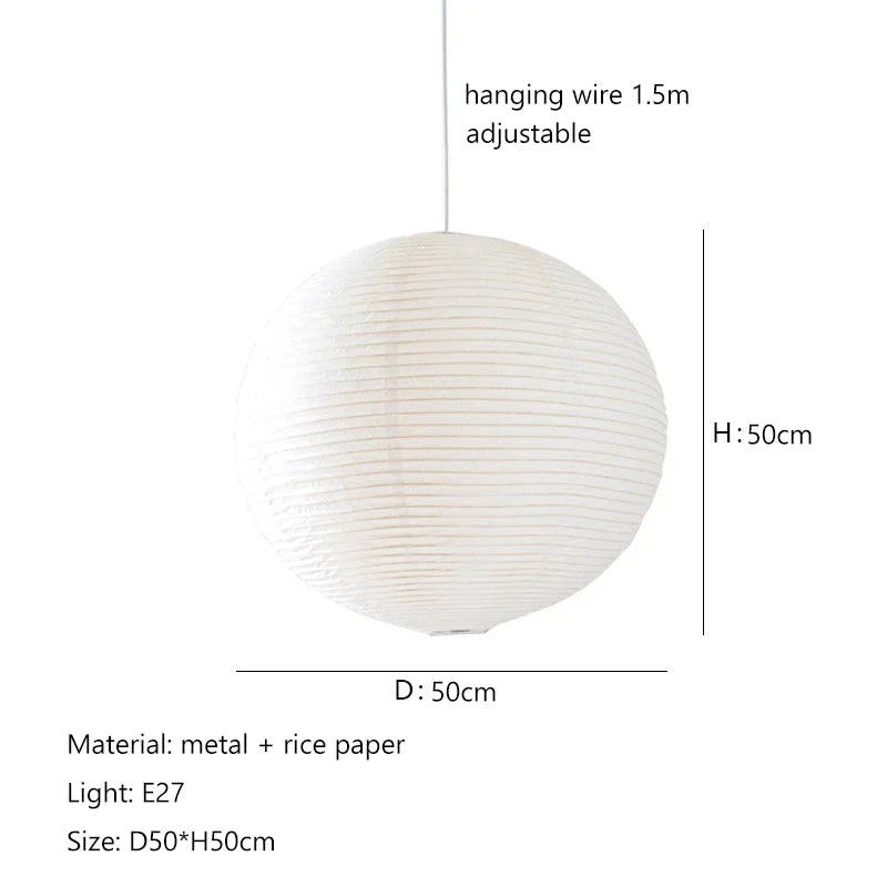 Lustre — Nordique wabi sabi en papier de riz LED rond