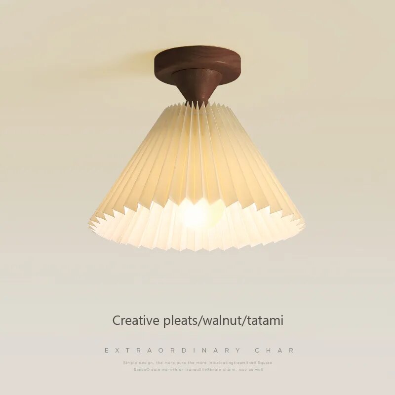 Plafonnier — Moderne LED bois tissu plissé
