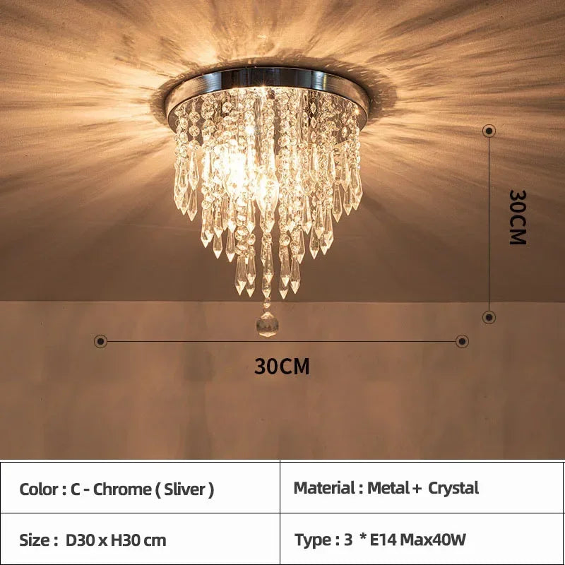 Plafonnier — LED en bois style bohème moderne avec cristal élégant