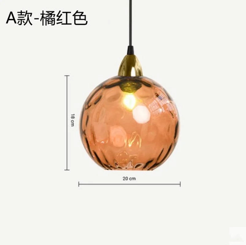 Lustre — Boule de verre coloré nordique lampes suspendues moderne Grain d'eau Restaurant cuisine luminaire suspendu chambre lampe de chevet