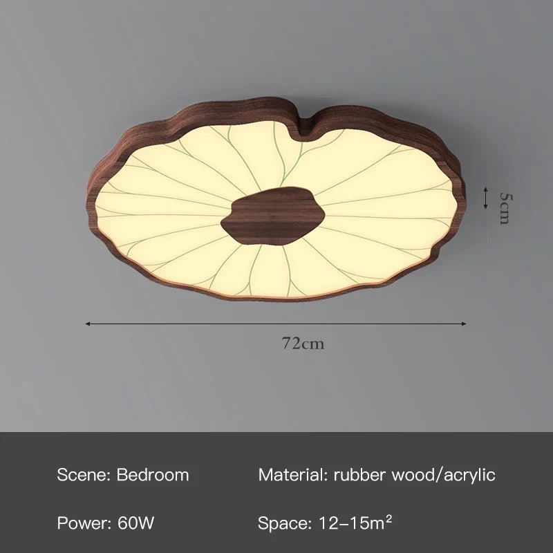 Plafonnier — Moderne design feuille lotus en bois avec lumière LED