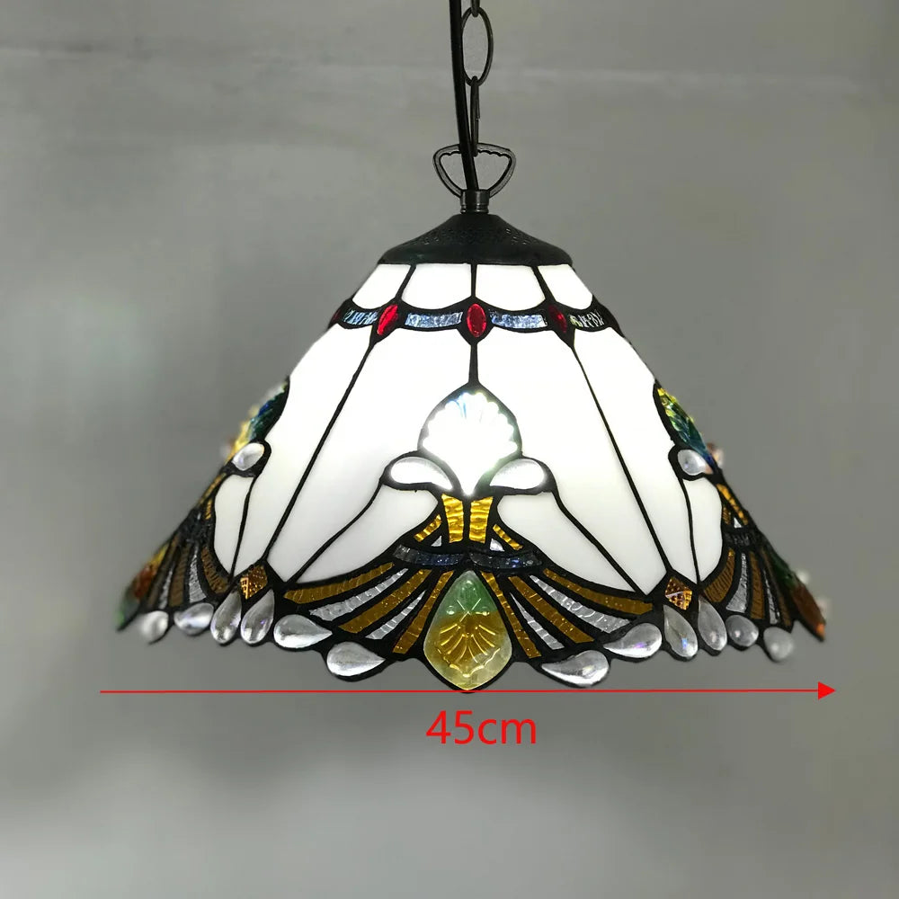 Lustre tiffany vitrail style méditerranéen pour intérieur élégant Héloïse Alizé en Verre - Reflets Délicats & Élégance Visuelle