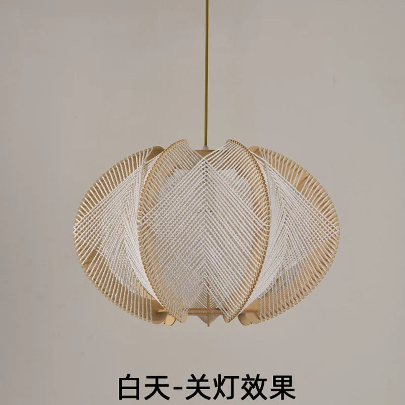 Lustre Vintage Albane Brume en Corde de Chanvre et Bois