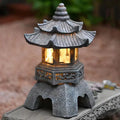 sculpture de jardin lampe solaire en résine design japonais étanche