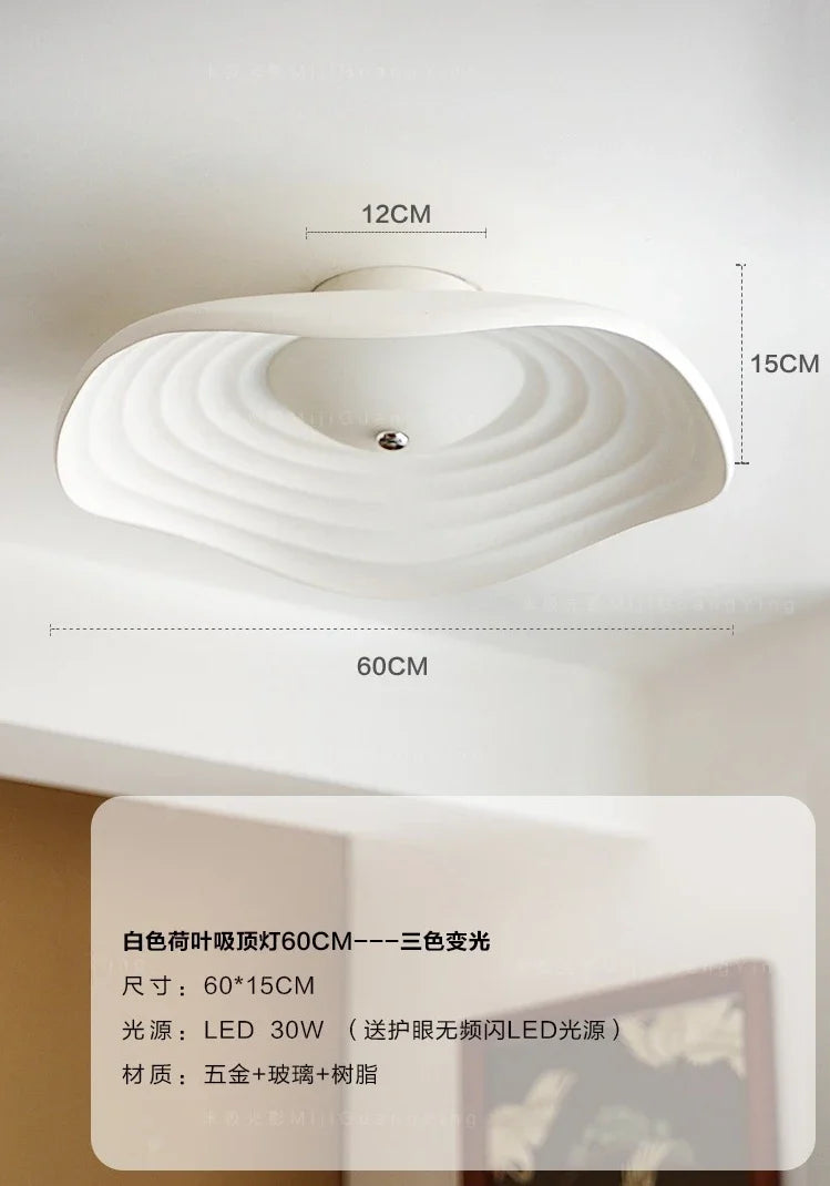 Plafonnier — LED rétro en résine feuille de lotus décoration moderne