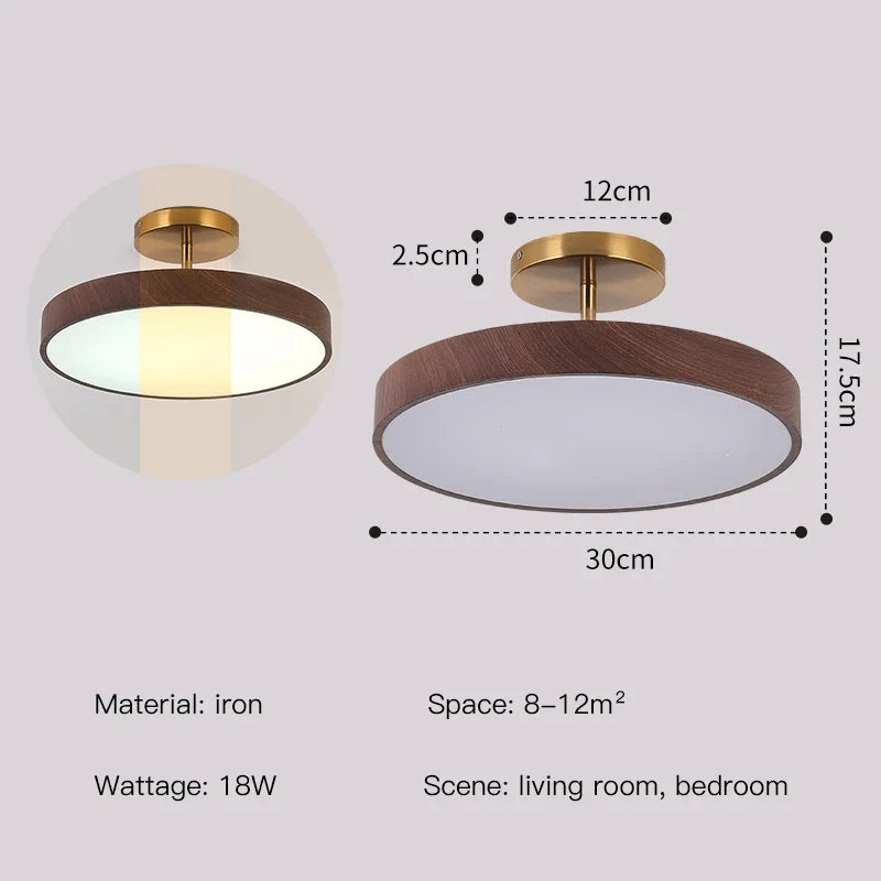 Plafonnier moderne rond imitation bois pour intérieur élégant Aurore Traverse - Une Note Singulière dans le Décor