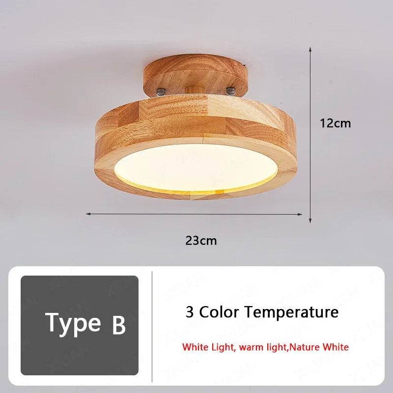 Plafonnier — En bois nordique pour couloir entrée balcon couloir vestiaire Illuminaire 3 température de couleur en bois LED allée lumière