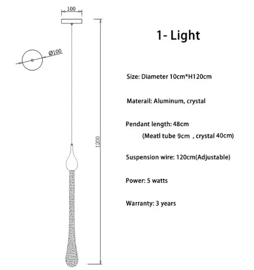Lustre — LED moderne en cristal pour grand escalier
